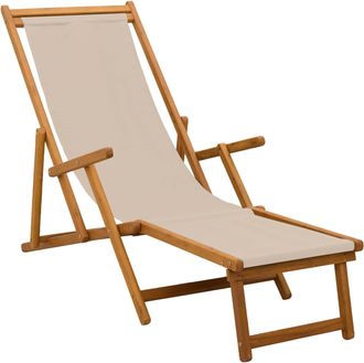 vidaXL Tumbona Plegable Madera De Eucalipto Maciza Beige Vidaxl
