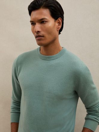 Reiss Teal Green Atelier Cashmere Crew-neck Jumper, XL