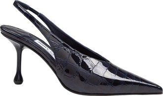 Jimmy Choo London Isa Navy Blue Leather Pumps
