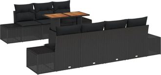 vidaXL Garden Sofa Set with Storage 8 pcs Black Poly rattan vidaXL
