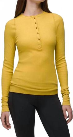 Prana Touchstone Henley Top In Golden Leaf Heather