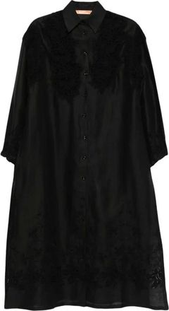 Ermanno Scervino Shirt Dresses, female, Black, Size: M Lace-detail Shirt Dress
