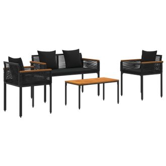 vidaXL Juego De Muebles De Exterior 4 Pcs Negro Rat&aacute;n Sint&eacute;tico Vidaxl