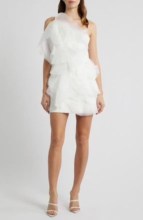 Acler Cotwall One-Shoulder Minidress in Ivory at Nordstrom, Size 10
