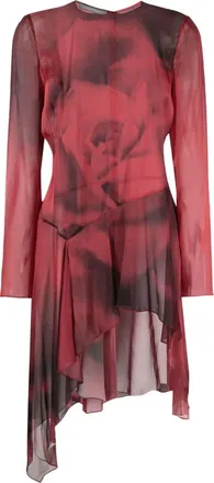 Alberta Ferretti semi-sheer rose-print blouse - women - Silk - 40 - Red