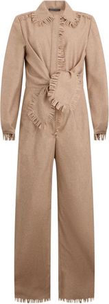 Alberta Ferretti Jumpsuit met franjes van wol - Dames - Jumpsuits - Beige - M - Wol - Jumpsuits & Playsuits
