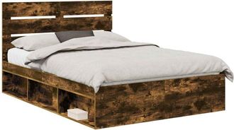 vidaXL Bed Frame Smoked Oak 150 x 200 cm Solid Pine Wood vidaXL