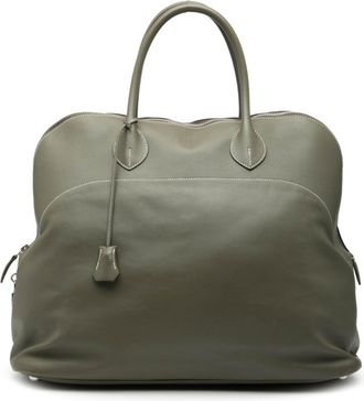 Herm&egrave;s Green Khaki Swift Leather Handbag Tote Bag (Pre-Owned)