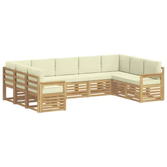 vidaXL Set Di Divani Da Esterno 7 Pz 9-posti Bianco E Crema Poliestere Vidaxl