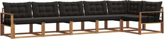 vidaXL Conjunto De Sof&aacute;s De Exterior 6 Uds. Natural Y Negro Vidaxl