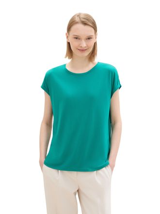 Tom Tailor Denim T-Shirt TOM TAILOR DENIM, Damen, Gr. XS (34), gr&uuml;n (jade gr&uuml;n), Jersey, Obermaterial: 73% Viskose, 27% Polyester, unifarben, loose fit taillenbedeckt,