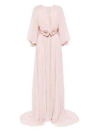 Saiid Kobeisy pleated puff-sleeve dress - Pink