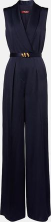Max Mara Elegante belted satin jumpsuit