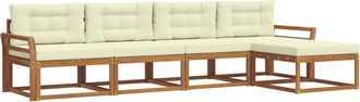 vidaXL Conjunto De Sof&aacute;s De Exterior 5 Uds. Natural Y Crema Vidaxl
