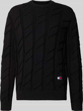 Tommy Jeans Regular Fit Strickpullover aus reiner Baumwolle in Black, Größe XL