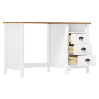 Berkfield Home Stylish Desk Hill with 3 Drawers 120x50x74 cm Solid Pine Wood in White | Size: 120 x 50 x 74 cm