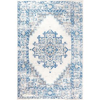 Jonathan Y Designs Inigo Cottage Medallion Area Rug in Blue/gray at Nordstrom, Size 2Ft 0In X 8Ft 0In