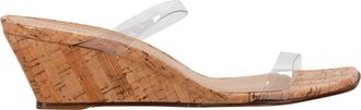 Stuart Weitzman Pre-owned Womens Aleena 50 Cork Wedge Sandals in Clear PVC - White - Size EU 39