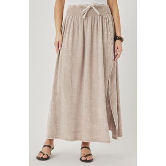 Splendid Ava Tie Waist Gauze Maxi Skirt in Light Wicker Brown at Nordstrom, Size X-Small