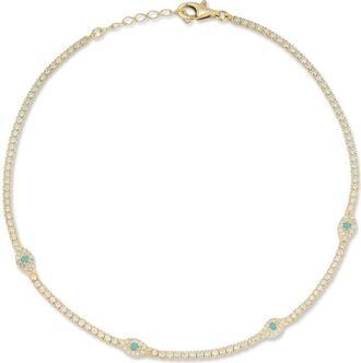 Sphera Milano Sterling Silver & CZ Evil Eye Anklet in Gold at Nordstrom Rack