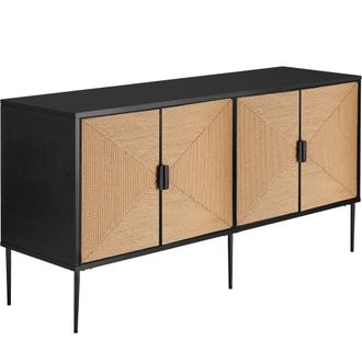TecTake Sideboard Juna With 2 Cabinets, 4 Doors & Mid-Century Modern Design