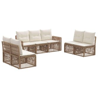 vidaXL Conjunto De Sof&aacute;s De Jard&iacute;n 7 Pcs Beige Y Blanco Crema Vidaxl