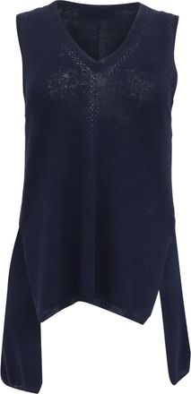 Proenza Schouler White Label Heyde Back Slit Sweater in Navy Blue Linen
