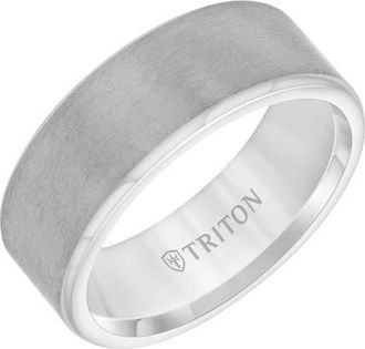 Triton 8MM Tantalum Ring with Satin Finish Dome in Metallic Silver at Nordstrom, Size 11.5