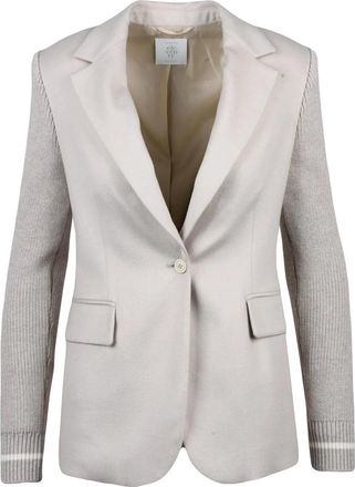 Eleventy Beige Silk Cashmere Knit Jacket with Tailored Design