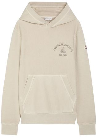 Moncler Logo Hooded Cotton Sweatshirt - Beige - XL