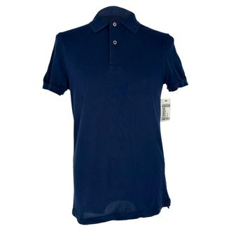 Tom Ford Short Sleeve Polo Shirt in Navy Blue Cotton