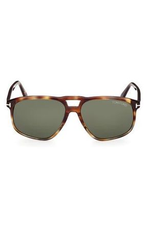 Tom Ford 58mm Navigator Sunglasses in Havana /Green at Nordstrom Rack