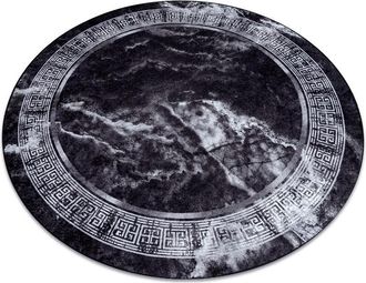 RugsX Rugsx - Alfombra Lavable Miro 51199.807 Circulo M&aacute;rmol, Griego Antideslizante - Negro / Blanco Black Circulo 200 Cm