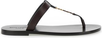 Saint Laurent Brown Cassandre Brown Flat Sandals