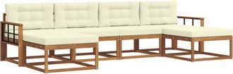 vidaXL Conjunto De Sof&aacute;s De Exterior 6 Uds. Natural Y Crema Vidaxl