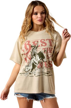 Ariat Womens Ariat Bull Rider Arched T-Shirt in French Oak, Size 2X-Large