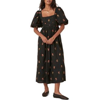 Nobody's Child Tessie Floral Embroidery Dress in Black at Nordstrom Rack, Size 14