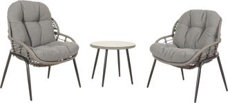 Hhg Hhg - Set De Polirrat&aacute;n 952, Set De Balc&oacute;n Set De Jard&iacute;n Grupo De Asientos Silla Mesa Auxiliar, Gris, Tapicer&iacute;a Gris Oscuro