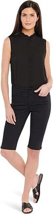 NYDJ Petite Bike Capris Riveted Sideseam Slits in Black Womens Clothing Black : 10P 13, Cotton/Denim/Elastane