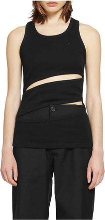 Coperni Spiral Tank Top - Dames - Tops zonder mouwen - Zwart - M - Katoen - Tops