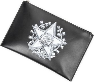 Dior Pre-owned Womens Star and Rose Zip Clutch Handbag - Black - One Size