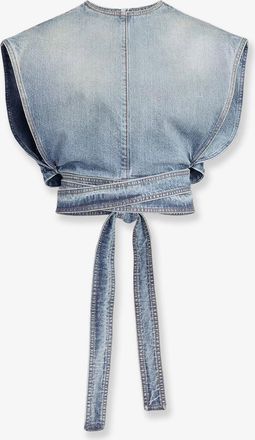 Alaia Top Belted in denim - ALAIA - gender_Woman