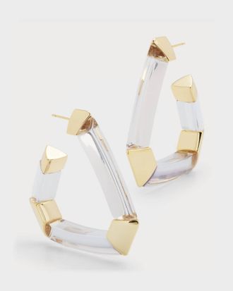 Kendra Scott Womens Arden Statement Hoop Earrings In Gold Clear