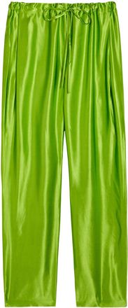 Khaite Rohen Straight-leg Satin Trousers - Green - S (UK8-10 / S)