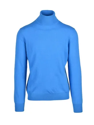 KANGRA Cyclist Light Blue Sweater With Houndstooth Elbow Patches