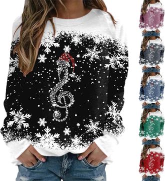 Generic CPIDAH Christmas Jumpers for Women Sequin Sparkle Xmas Sweatshirts Crewneck Ladies Christmas Tops Funny Graphic Snowman Pullover Casual Loose Tunic Lo