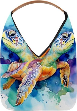 Generic Watercolor sea turtle (1) Reusable Lightweight Grocery Bags - Foldable Into Compact Pouch, Washable & Sturdy, Multipurpose for Shopping and Travel