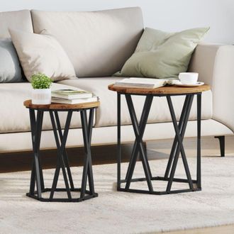 vidaXL Vidaxl - Tavolino da salotto 2 pcs Legno vecchio 50 x 50 x 50 cm