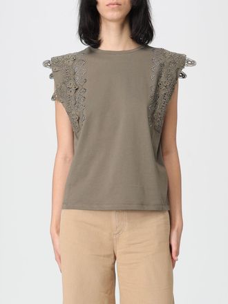 Liu Jo T-shirt smanicata Liu Jo in cotone con strass e pizzo