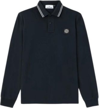 Stone Island Long Sleeve Piqu&eacute; Polo - Heren - Polos - Blauw - L - Katoen - Tops